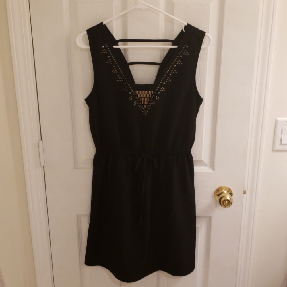 Black dress with gold accents